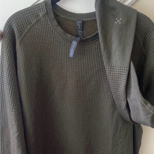 lululemon Olive Green Waffle-Knit Crew Sweatshirt